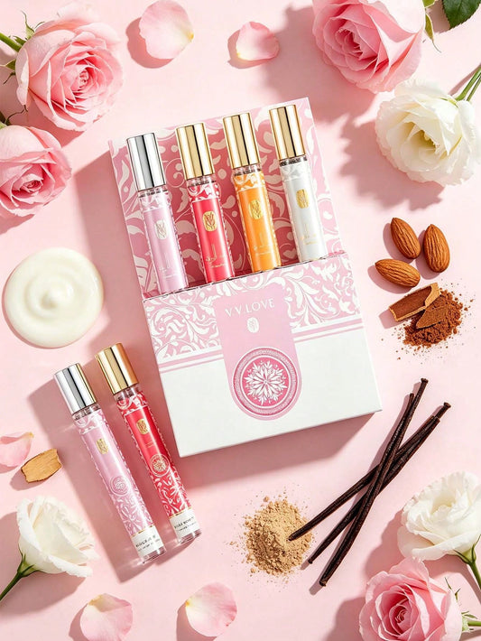 V.V.LOVE Charming Angel 4Pcs Perfume Set| Floral Gourmand Scent With Rose Milk, Almond Biscuit & Sandalwood| 35ml4
