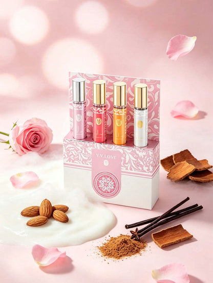 V.V.LOVE Charming Angel 4Pcs Perfume Set| Floral Gourmand Scent With Rose Milk, Almond Biscuit & Sandalwood| 35ml4
