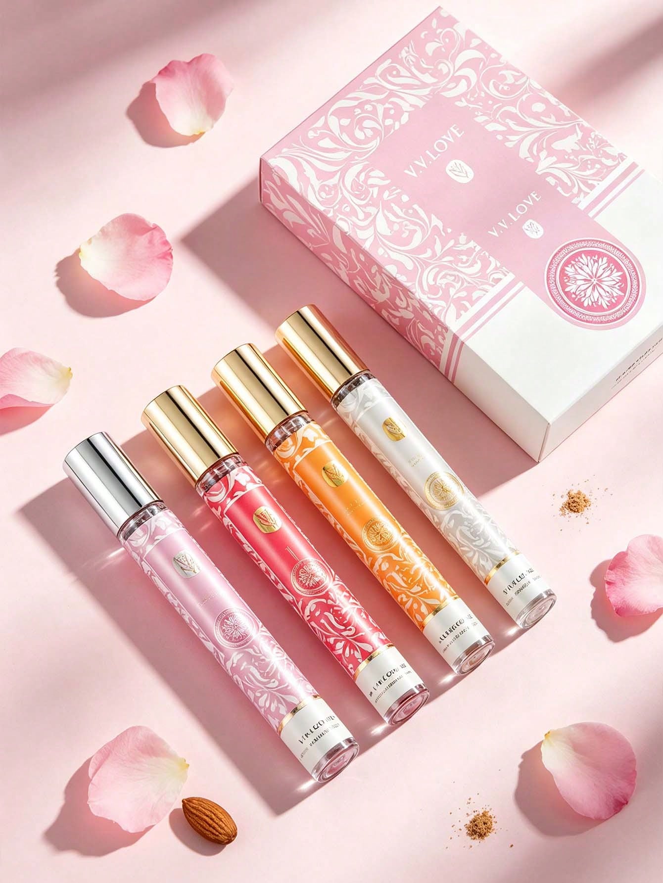 V.V.LOVE Charming Angel 4Pcs Perfume Set| Floral Gourmand Scent With Rose Milk, Almond Biscuit & Sandalwood| 35ml4