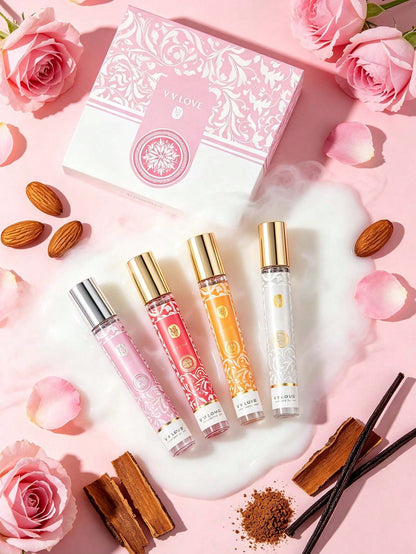 V.V.LOVE Charming Angel 4Pcs Perfume Set| Floral Gourmand Scent With Rose Milk, Almond Biscuit & Sandalwood| 35ml4