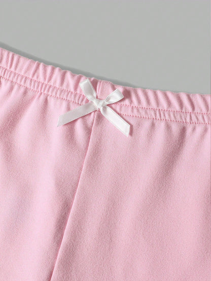 Vaclyn 2pcs/Set Pink Lace Patchwork Fitted Crop Top And Shorts