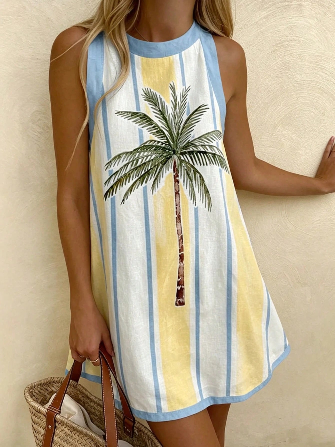 Vaclyn Sleeveless Contrast Color Loose Casual Summer Dress
