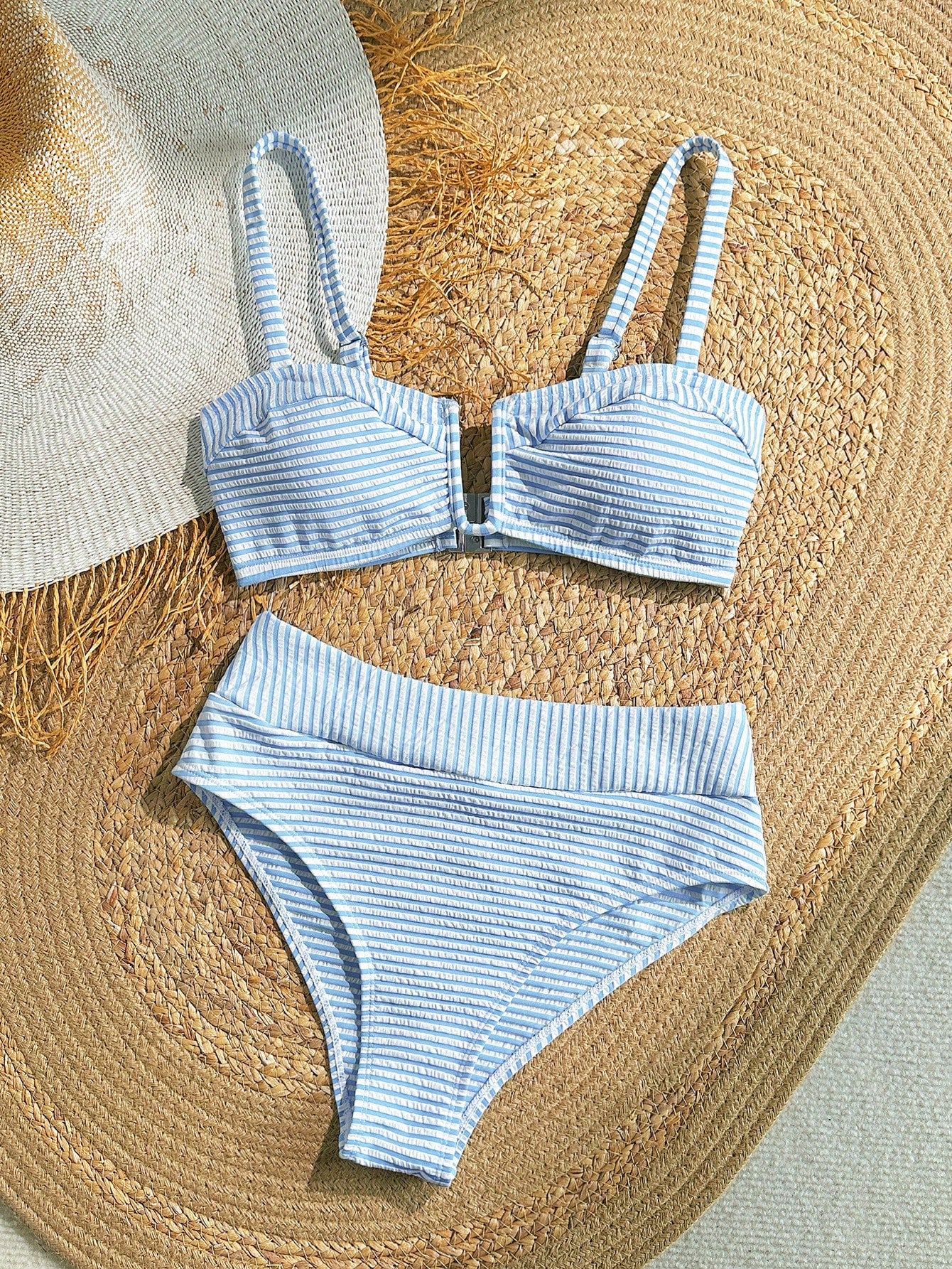 VCAY Plus Size Women Summer Beach Striped Bikini Swimsuit Set Bathing Suits For Woman Swim Sets