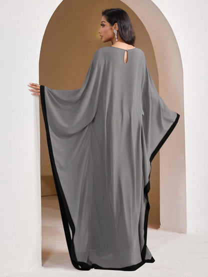 Veilorie Women's Colorblock Bat Wing Sleeve Dress Women Formal Party Dress