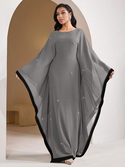 Veilorie Women's Colorblock Bat Wing Sleeve Dress Women Formal Party Dress