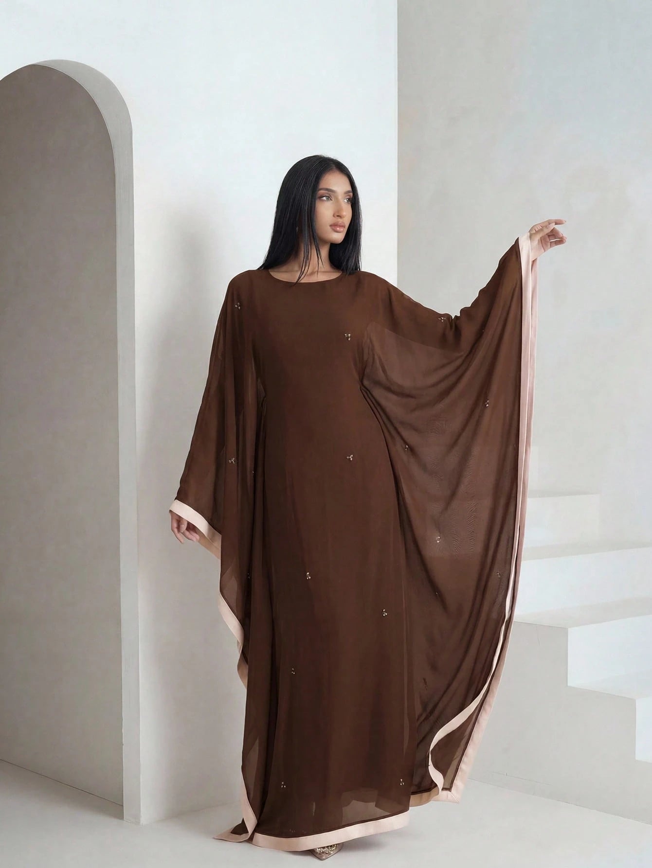 Veilorie Women's Colorblock Bat Wing Sleeve Dress Women Formal Party Dress