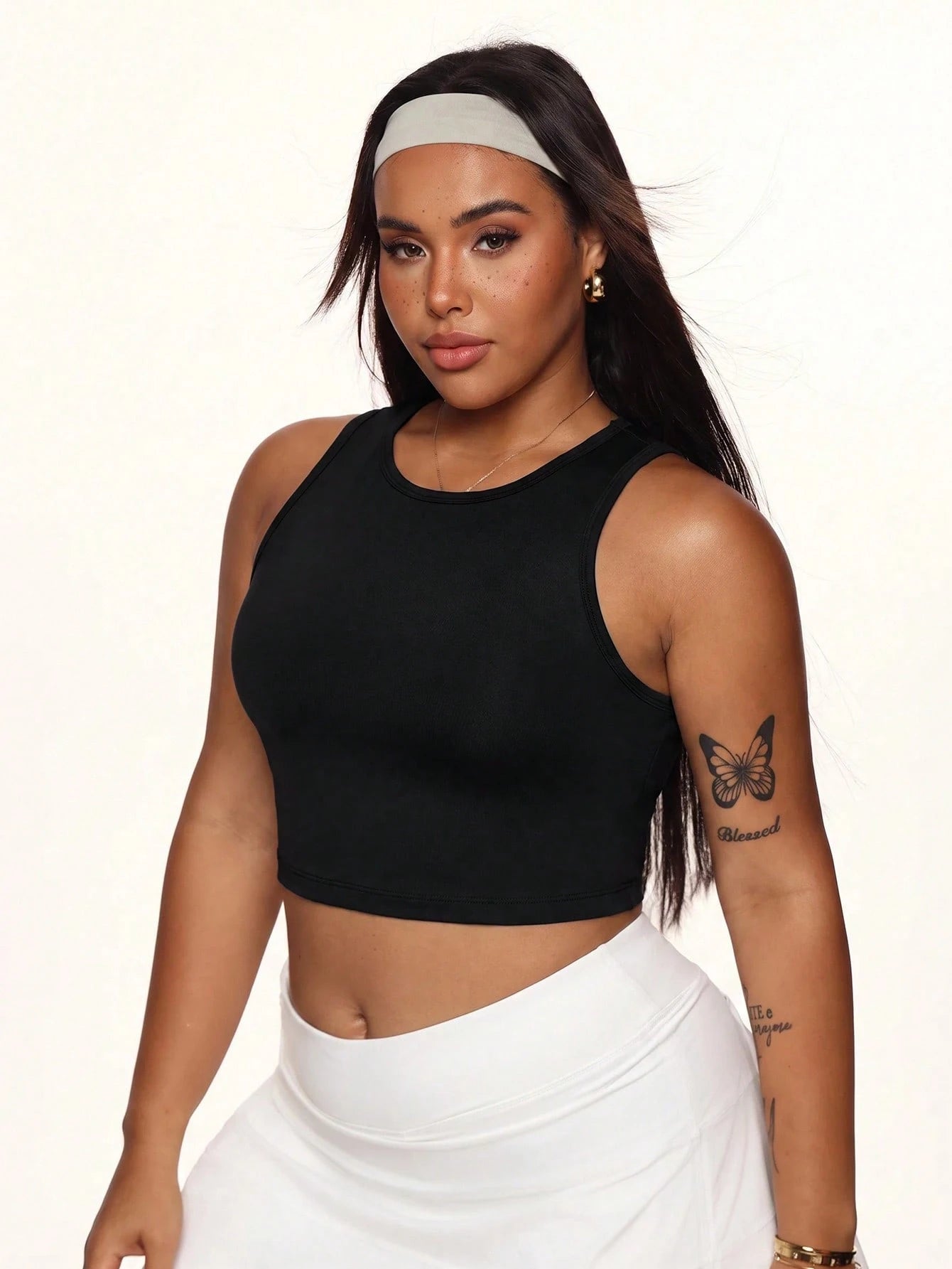 Velisys Velisys Women's Plus Size Solid Color Cropped Sports Tank Top