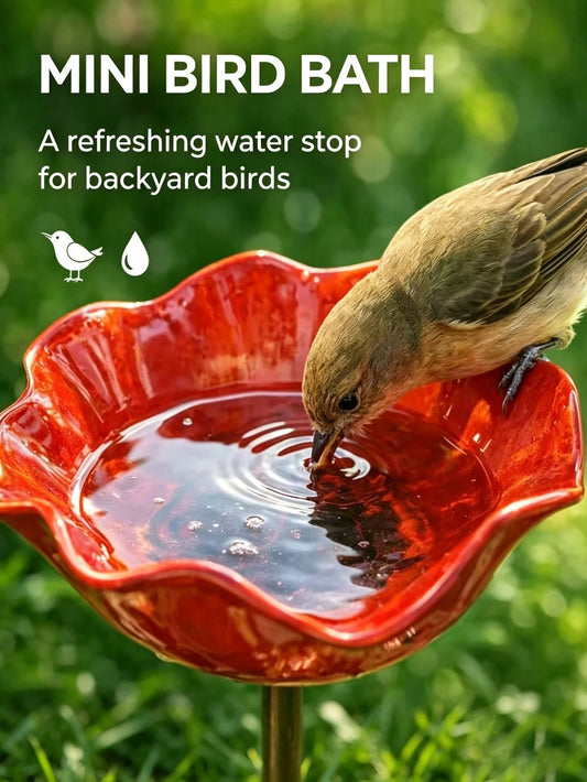 Vintage Red Metal Outdoor Bird Bath, Multiple Colors Available, Corrosion Resistant, High And Low Temperature Resistant, Excellent Weather Resistance, Dual-Use Bird Water Bowl For Drinking And Bathing