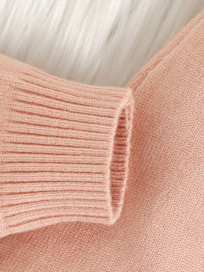 Vintaside Kids 2pcs Baby Girl Pink And White Striped,Autumn,Elegant,Party Long Sleeve Cardigan With Fake Pocket & Knitted Pants Set,Soft Comfortable Infant Clothes