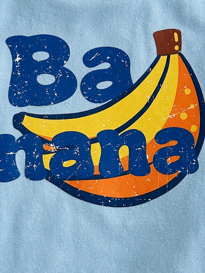 Vintaside Kids 2pcs Infant Toddler Baby Boys' T-Shirt Set Cute Banana Fruit Print Light Blue Summer Casual Outfit Beach Holiday Plaid Clothes Fashionable Boy Sets