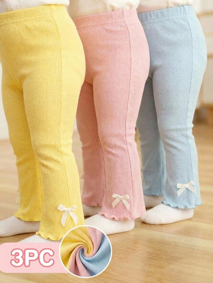 Vintaside Kids Baby Girl 3-Piece Set Cute Pink And Yellow Autumn Graduation Back-To-School Sweet Chic Bow Tie Panties Summer Clothing Insect Repellent Casual Wear