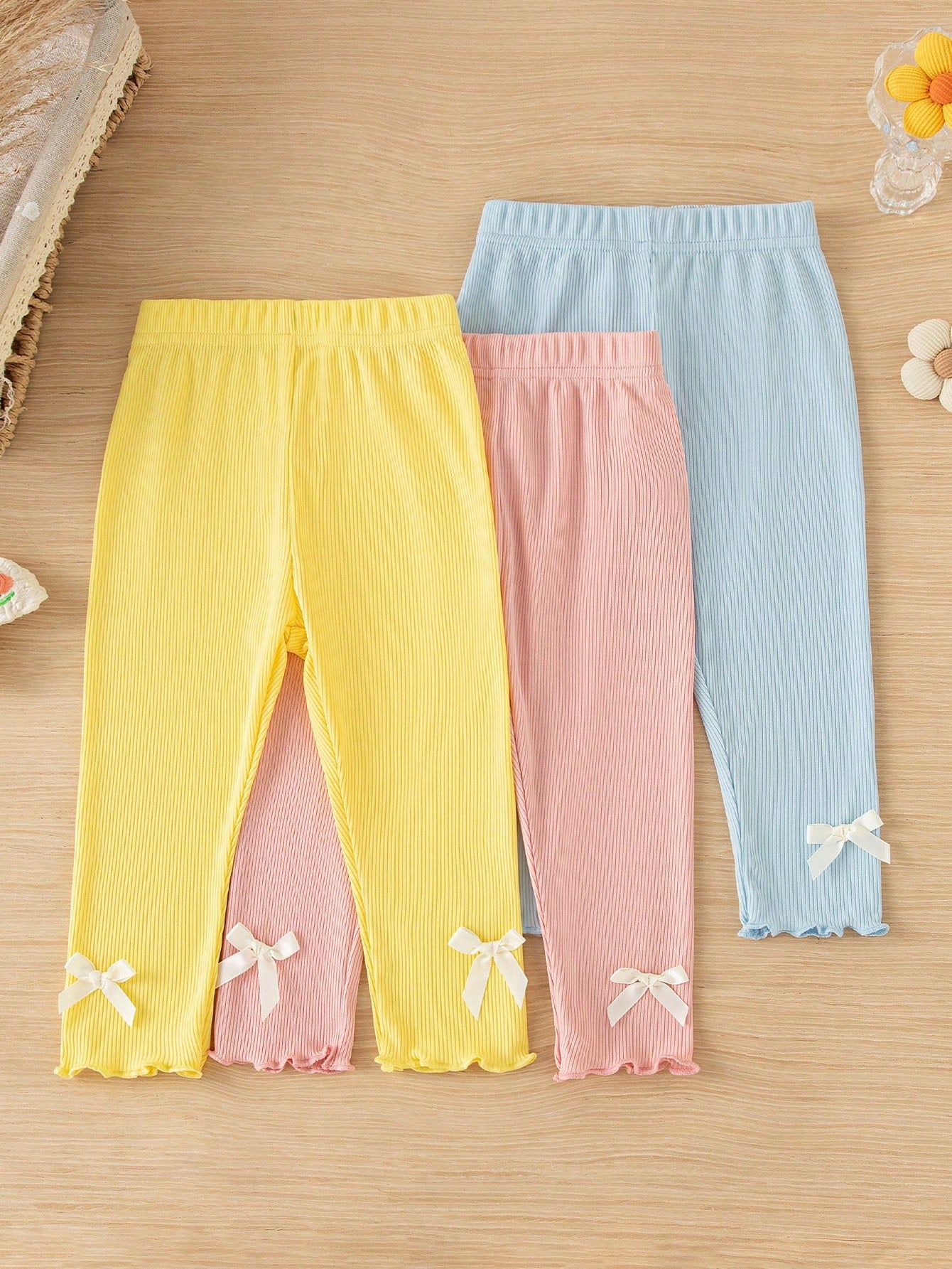 Vintaside Kids Baby Girl 3-Piece Set Cute Pink And Yellow Autumn Graduation Back-To-School Sweet Chic Bow Tie Panties Summer Clothing Insect Repellent Casual Wear