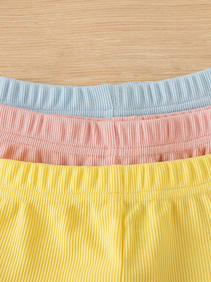 Vintaside Kids Baby Girl 3-Piece Set Cute Pink And Yellow Autumn Graduation Back-To-School Sweet Chic Bow Tie Panties Summer Clothing Insect Repellent Casual Wear