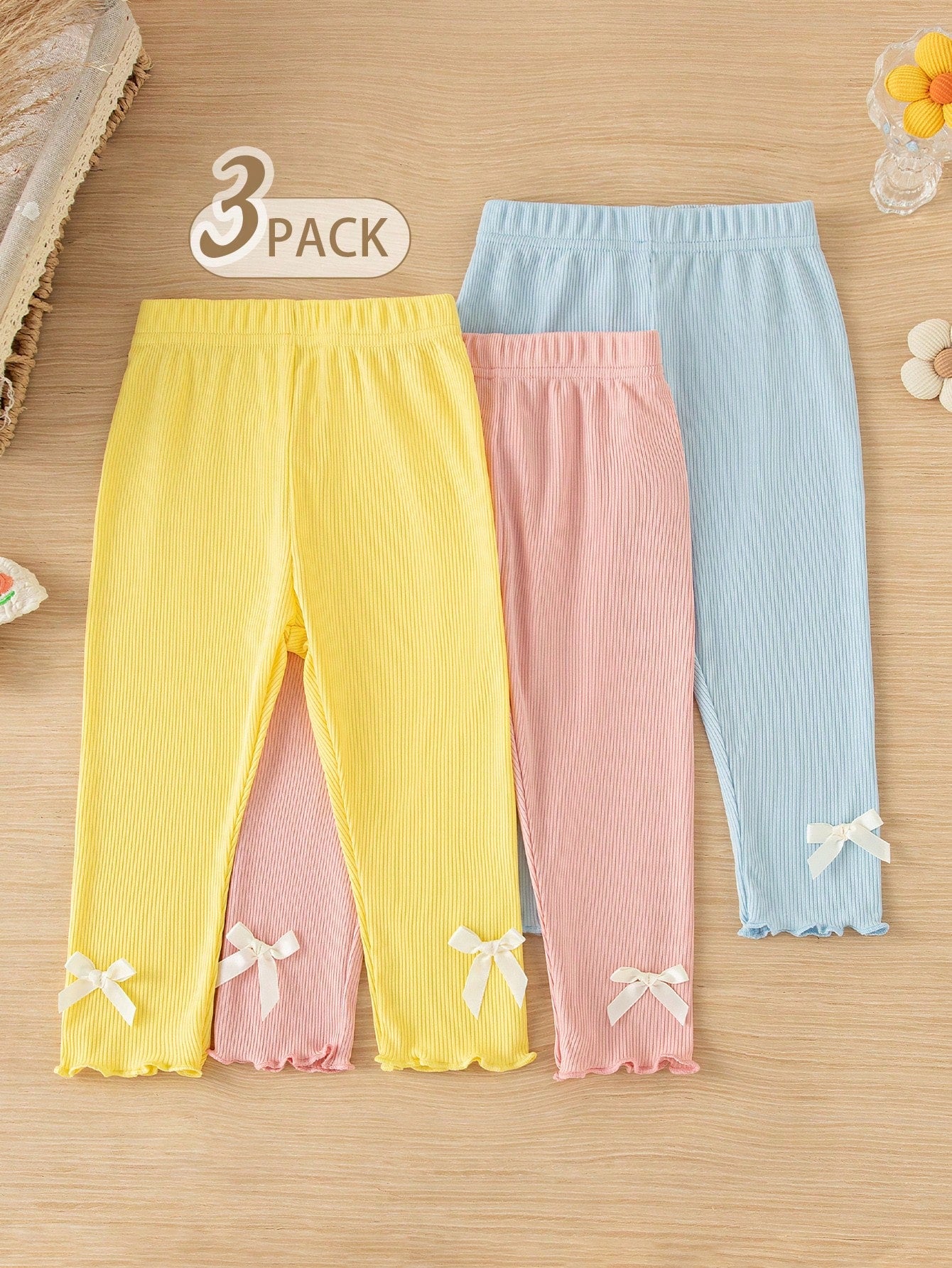 Vintaside Kids Baby Girl 3-Piece Set Cute Pink And Yellow Autumn Graduation Back-To-School Sweet Chic Bow Tie Panties Summer Clothing Insect Repellent Casual Wear