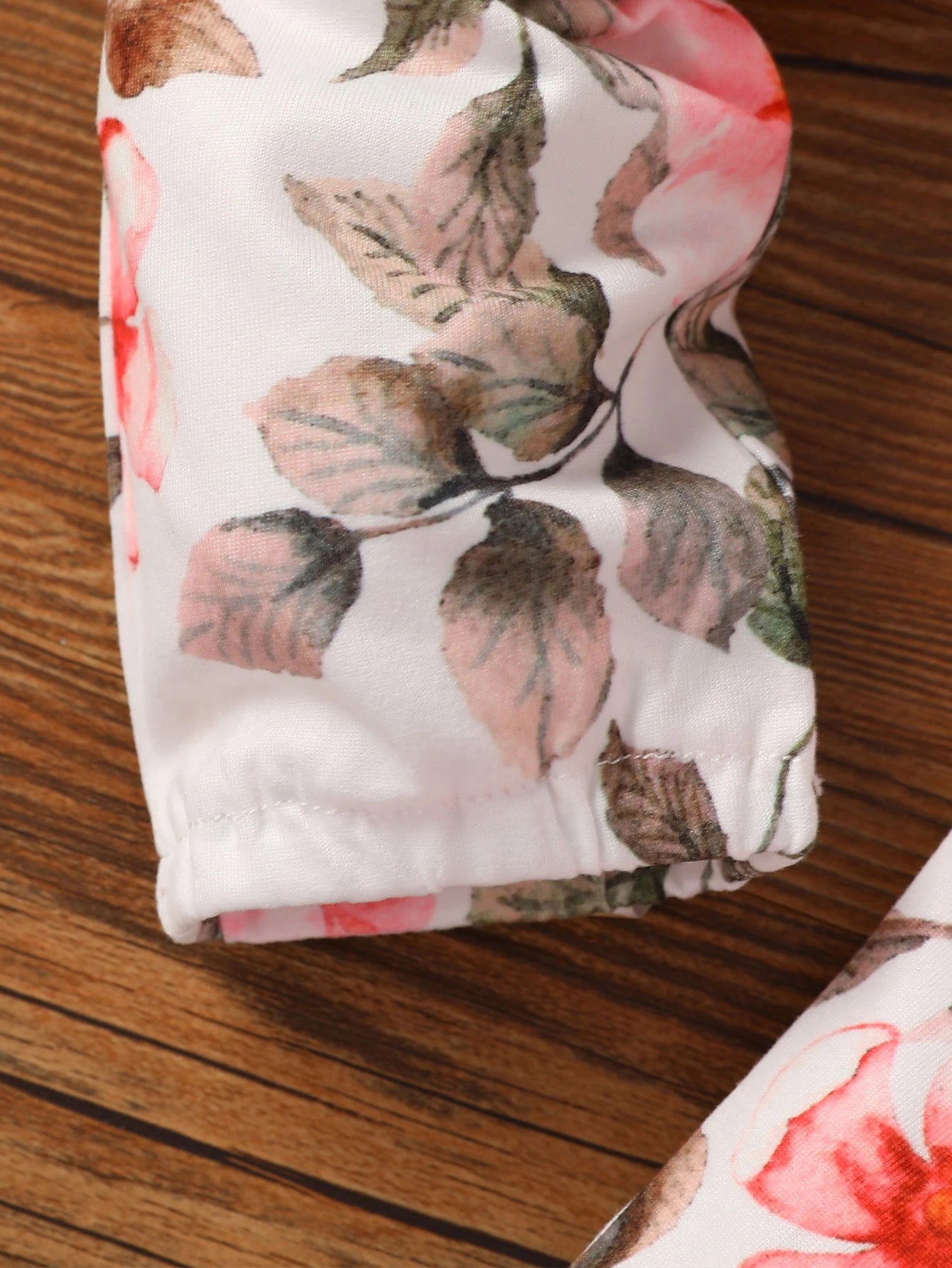 Vintaside Kids Baby Girl Ruffle Trim Bodysuit Floral Print Paper Bag Waist Belted Pants With Headband Family Matching Pink And Black Light Pink Autumn Cute