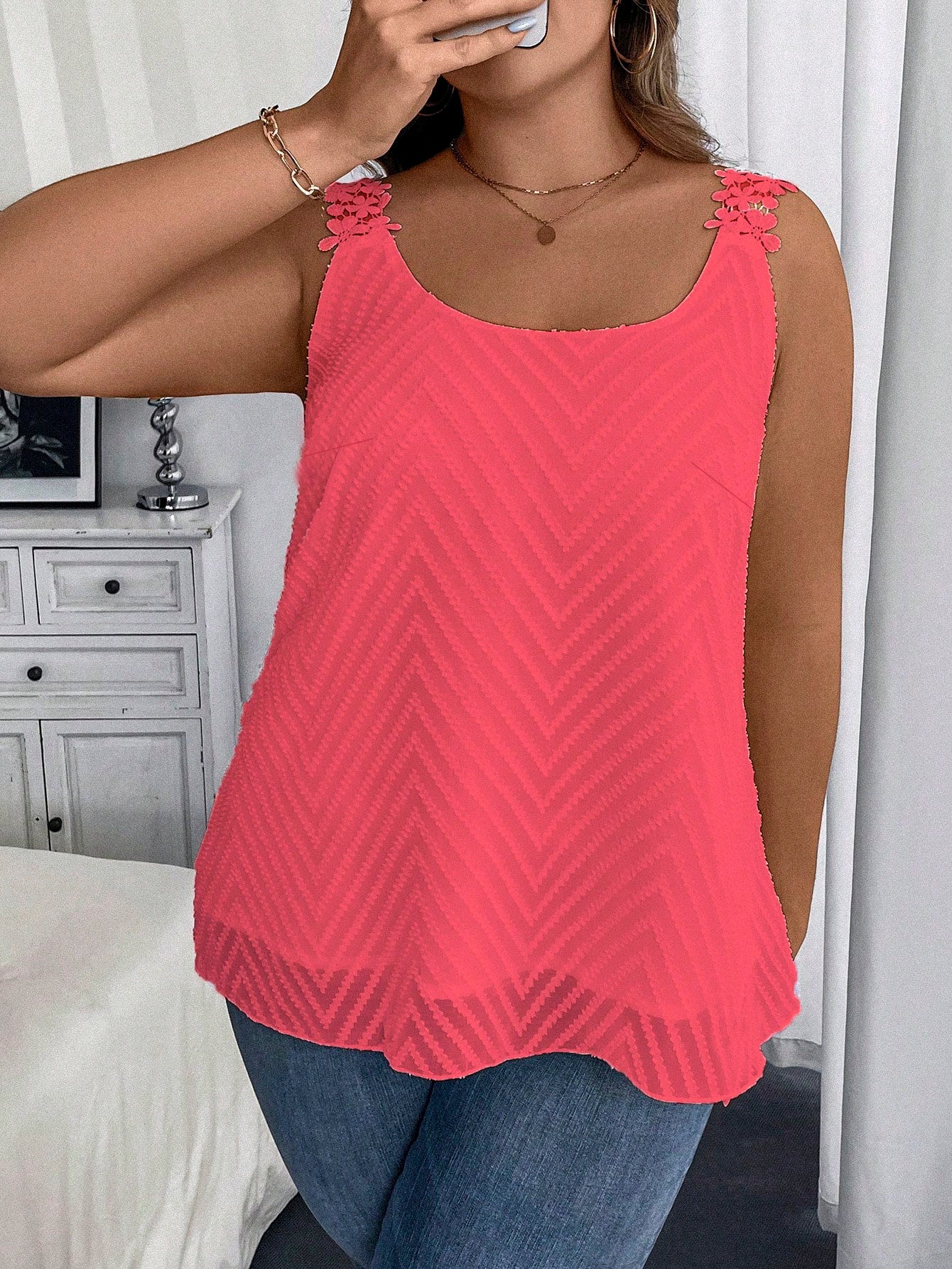 Vionelle Women Plus Size Pastel Pink Summer Elegant Everyday Sleeveless Top, Casual Versatile Solid Color Curve Tank Tops For Hot Date Brunch Beach Vacation