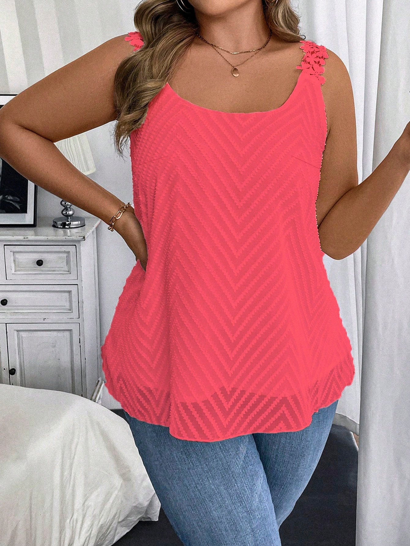 Vionelle Women Plus Size Pastel Pink Summer Elegant Everyday Sleeveless Top, Casual Versatile Solid Color Curve Tank Tops For Hot Date Brunch Beach Vacation