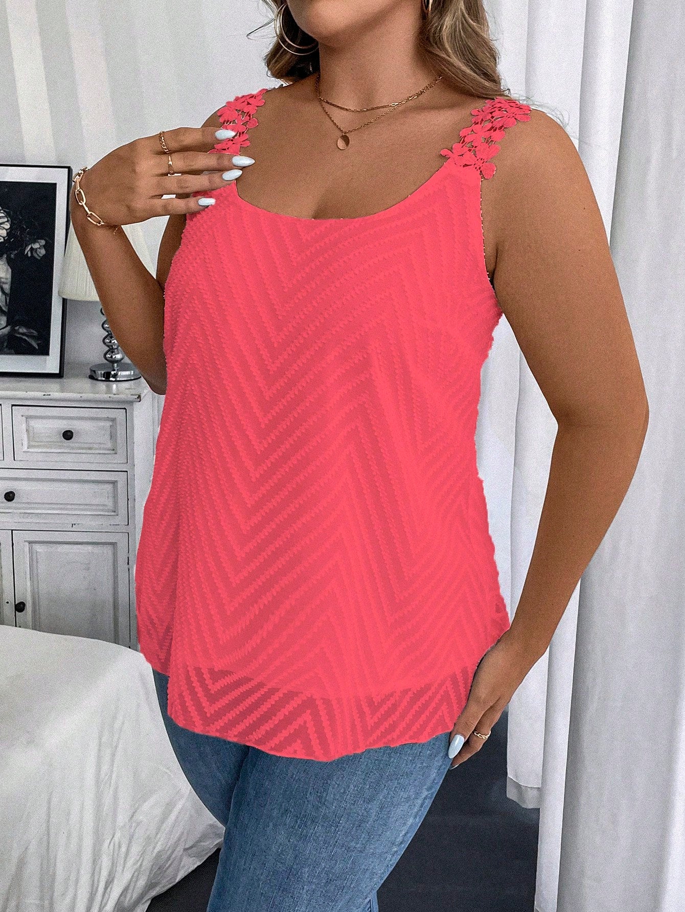 Vionelle Women Plus Size Pastel Pink Summer Elegant Everyday Sleeveless Top, Casual Versatile Solid Color Curve Tank Tops For Hot Date Brunch Beach Vacation