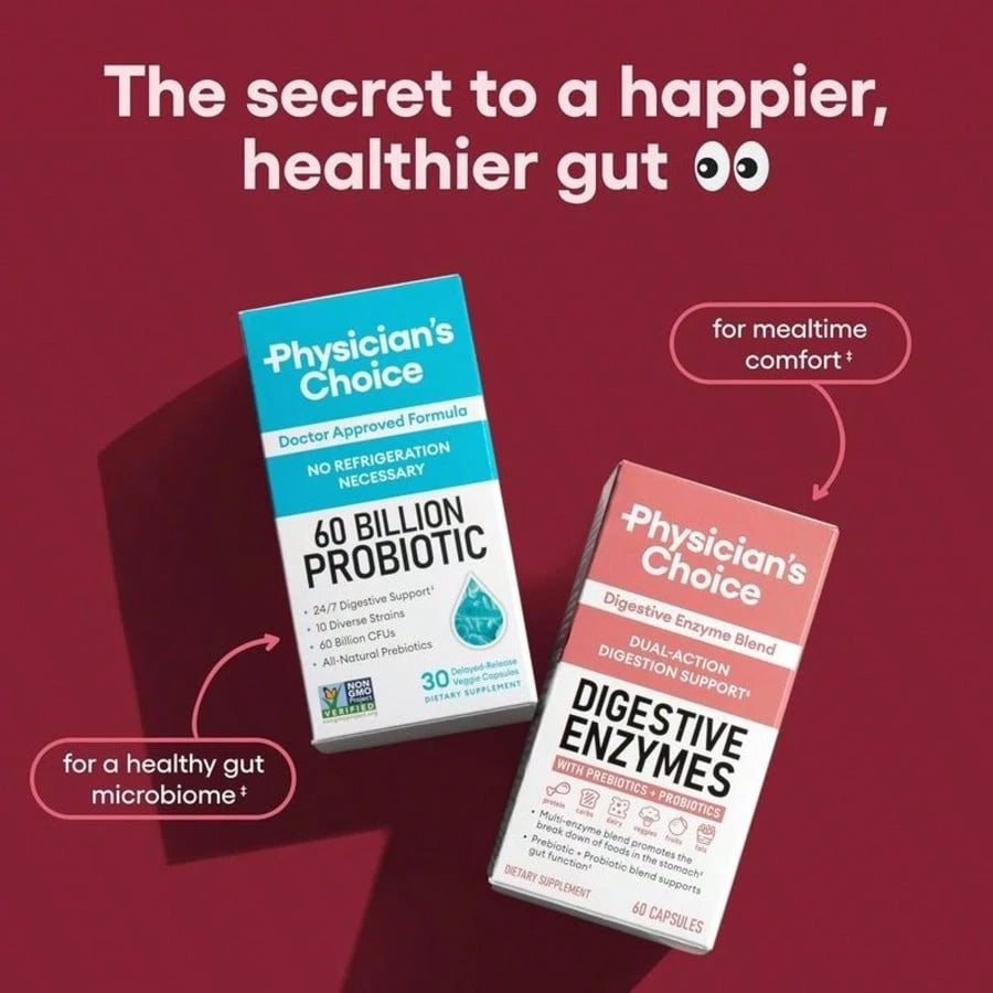 VPOAJ Physician's Choice Digestive Enzymes 60 Capsules- Gut Health & Bloating Relief With Prebiotics & Probiotics
