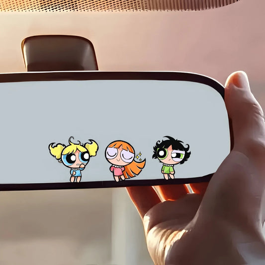Warner Bros The Powerpuff Girls Cute Cartoon Anime Girl Car Rearview Mirror Sticker, Automobile Exterior Decoration Accessories,Car Exterior Stickers,Motorcycle Decoration Accessories, Motorcycle Sti