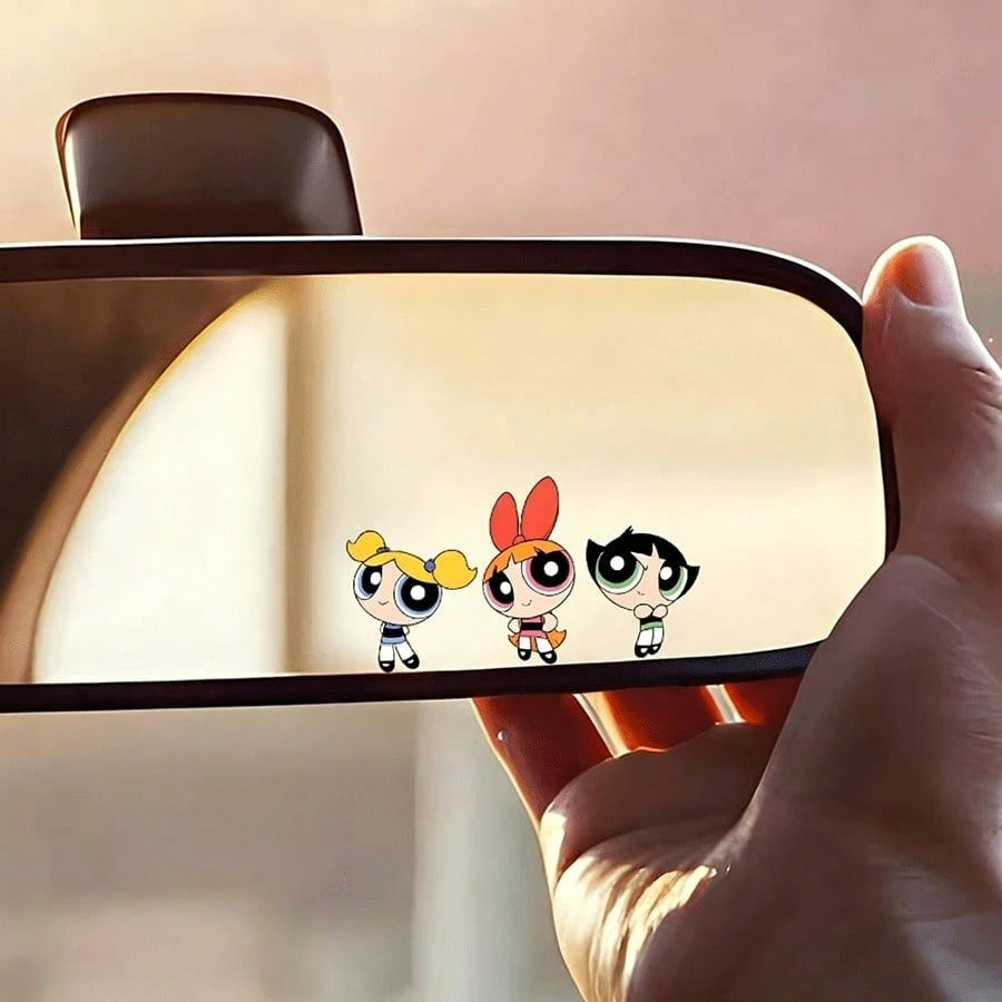 Warner Bros The Powerpuff Girls Cute Cartoon Anime Girl Car Rearview Mirror Sticker, Automobile Exterior Decoration Accessories,Car Exterior Stickers,Motorcycle Decoration Accessories, Motorcycle Sti