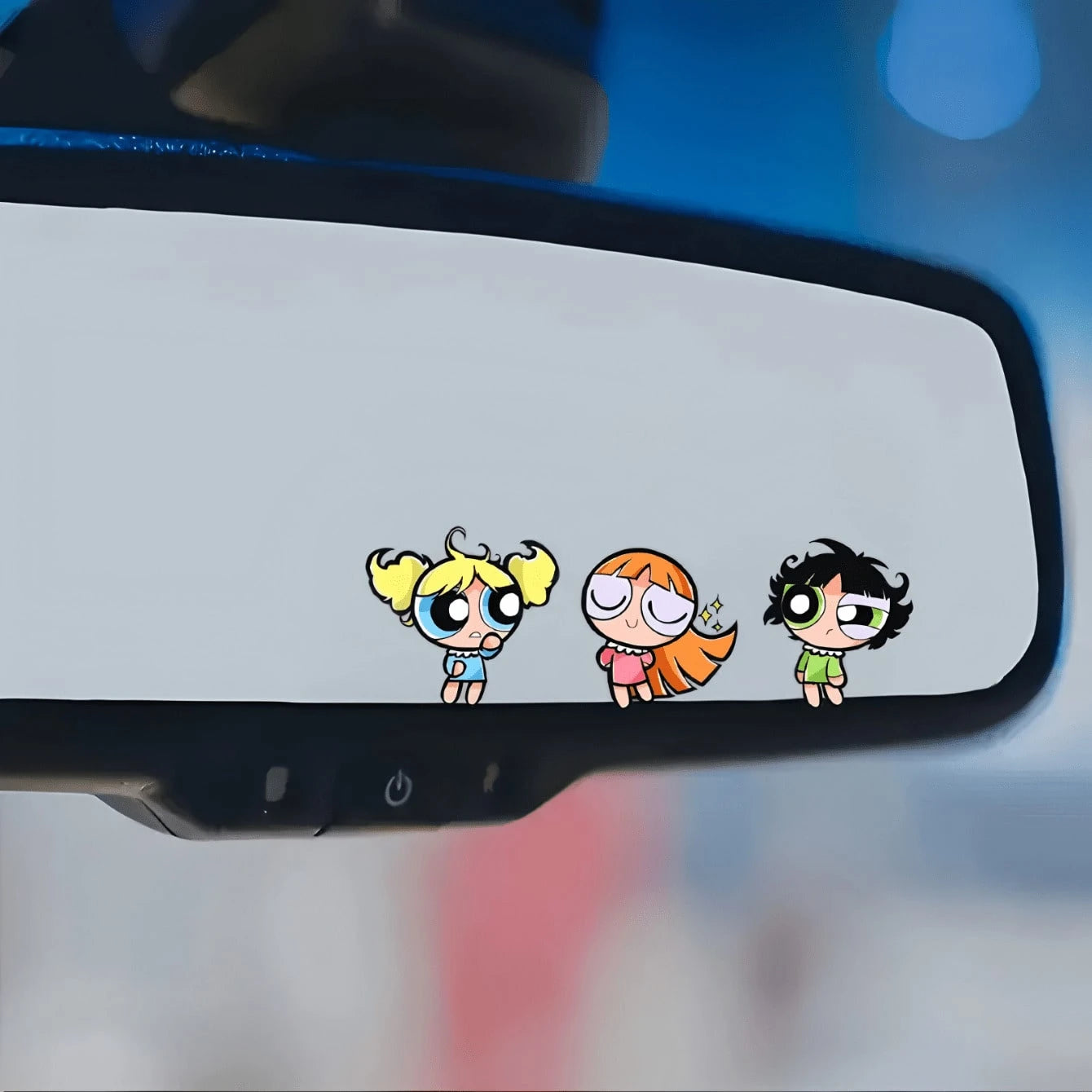 Warner Bros The Powerpuff Girls Cute Cartoon Anime Girl Car Rearview Mirror Sticker, Automobile Exterior Decoration Accessories,Car Exterior Stickers,Motorcycle Decoration Accessories, Motorcycle Sti