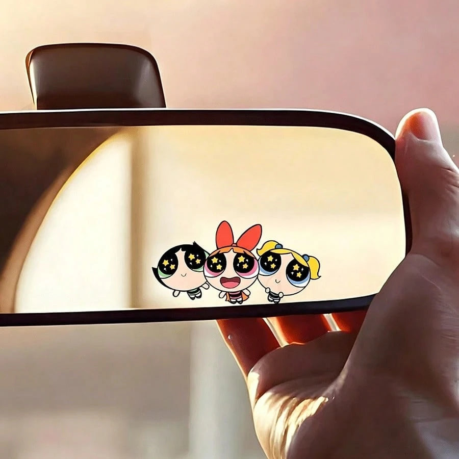 Warner Bros The Powerpuff Girls Cute Cartoon Anime Girl Car Rearview Mirror Sticker, Automobile Exterior Decoration Accessories,Car Exterior Stickers,Motorcycle Decoration Accessories, Motorcycle Sti