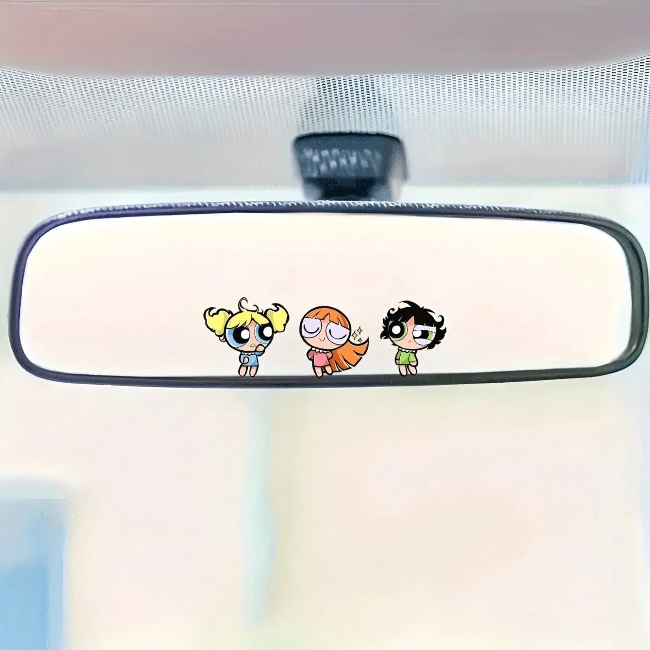 Warner Bros The Powerpuff Girls Cute Cartoon Anime Girl Car Rearview Mirror Sticker, Automobile Exterior Decoration Accessories,Car Exterior Stickers,Motorcycle Decoration Accessories, Motorcycle Sti