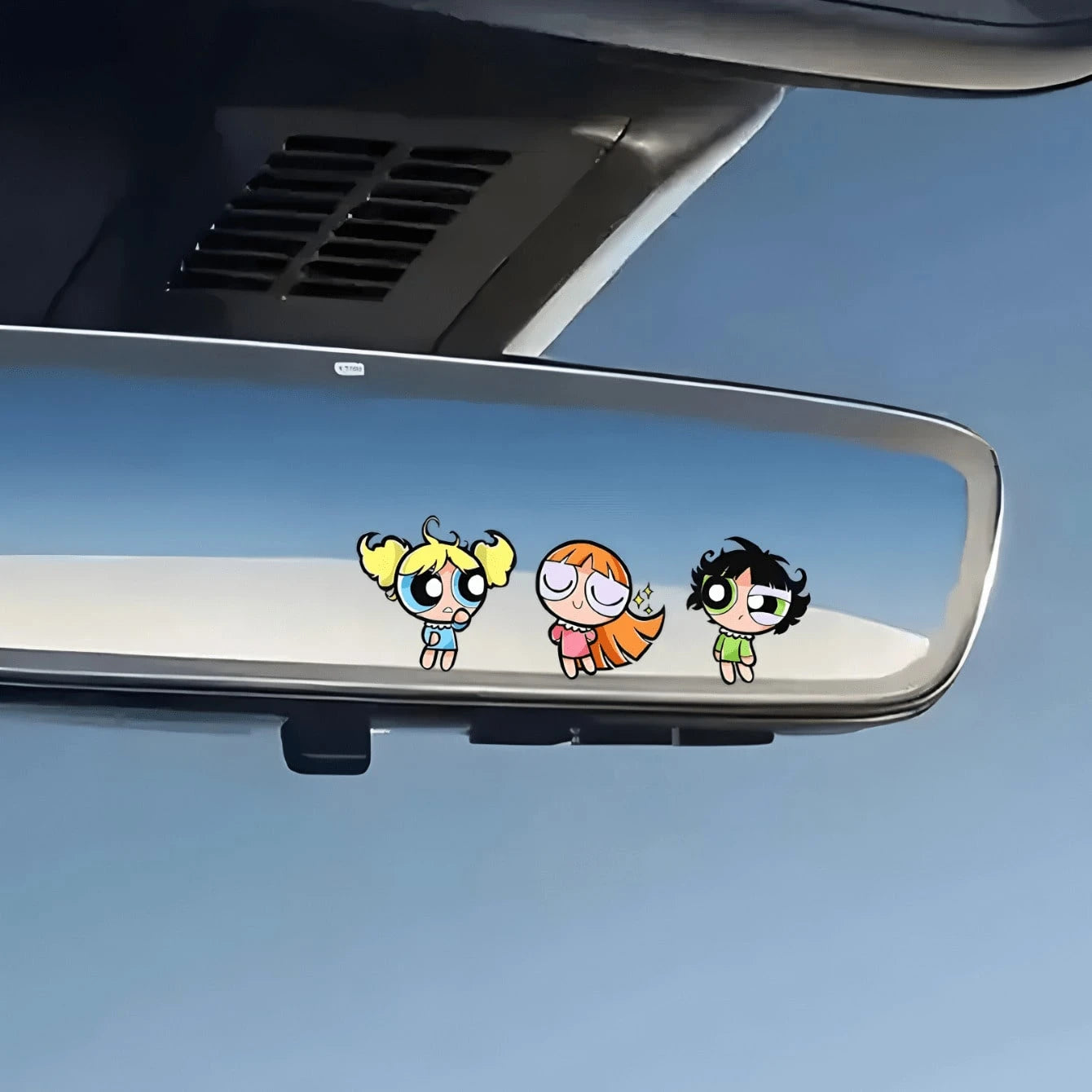 Warner Bros The Powerpuff Girls Cute Cartoon Anime Girl Car Rearview Mirror Sticker, Automobile Exterior Decoration Accessories,Car Exterior Stickers,Motorcycle Decoration Accessories, Motorcycle Sti