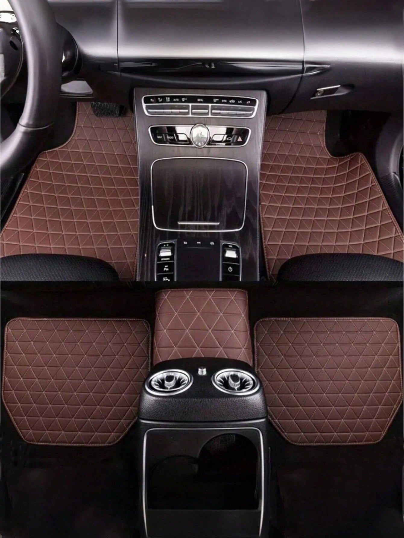 Waterproof PU Car Floor Mats, Full Set Front And Rear Carpets For Interior Protection, Car Interior Accessories, Durable Stylish Simple Design For Men And Women, All-Weather Protection, Easy Cleaning