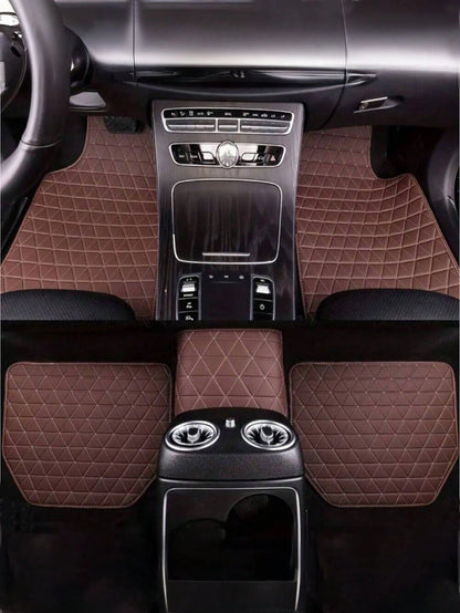 Waterproof PU Car Floor Mats, Full Set Front And Rear Carpets For Interior Protection, Car Interior Accessories, Durable Stylish Simple Design For Men And Women, All-Weather Protection, Easy Cleaning
