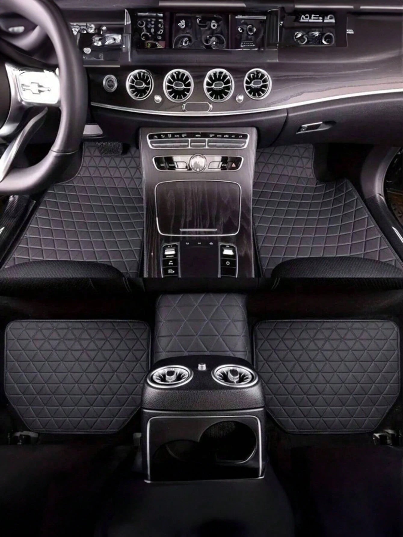 Waterproof PU Car Floor Mats, Full Set Front And Rear Carpets For Interior Protection, Car Interior Accessories, Durable Stylish Simple Design For Men And Women, All-Weather Protection, Easy Cleaning