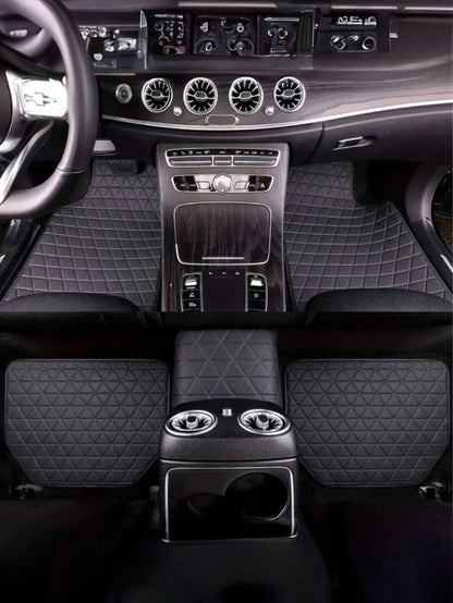 Waterproof PU Car Floor Mats, Full Set Front And Rear Carpets For Interior Protection, Car Interior Accessories, Durable Stylish Simple Design For Men And Women, All-Weather Protection, Easy Cleaning
