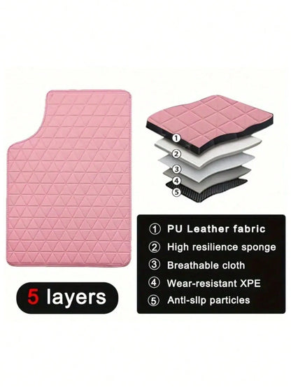 Waterproof PU Car Floor Mats, Full Set Front And Rear Carpets For Interior Protection, Car Interior Accessories, Durable Stylish Simple Design For Men And Women, All-Weather Protection, Easy Cleaning