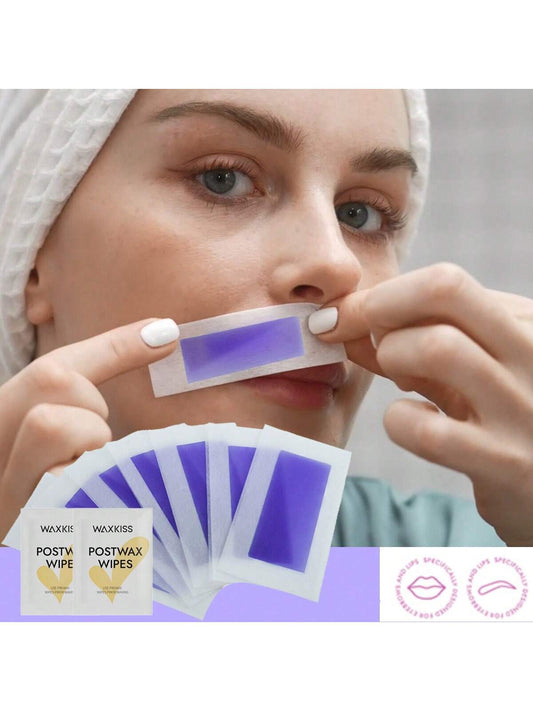 WAXKISS Facial Wax Strips, 20 Sheets (Pack Of 10), Low Allergy Suitable For All Skin Types, For Women Facial Hair Removal, Aloe Vera & Rose Scented, Vegan