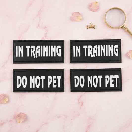 WEAPACKHK 4 Pack DO NOT PET Dog Harness Patches With Reflective Design And Hook Backing, Removable Training Dog Tags For Tactical Harness Vest Accessories And Gear