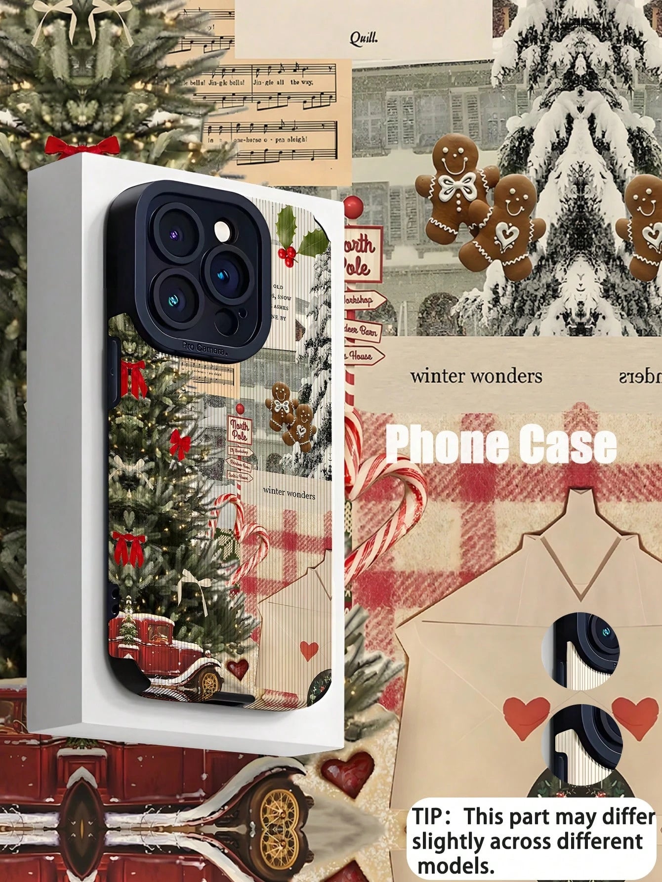 WeiMi 1pc Fashionable Minimalist Plaid Christmas Tree Mosaic Pattern Vertical Faux Leather Texture Shockproof High-End Soft Protective Phone Case, Suitable As Birthday, Holiday Gift For Friends, Famil