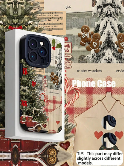 WeiMi 1pc Fashionable Minimalist Plaid Christmas Tree Mosaic Pattern Vertical Faux Leather Texture Shockproof High-End Soft Protective Phone Case, Suitable As Birthday, Holiday Gift For Friends, Famil