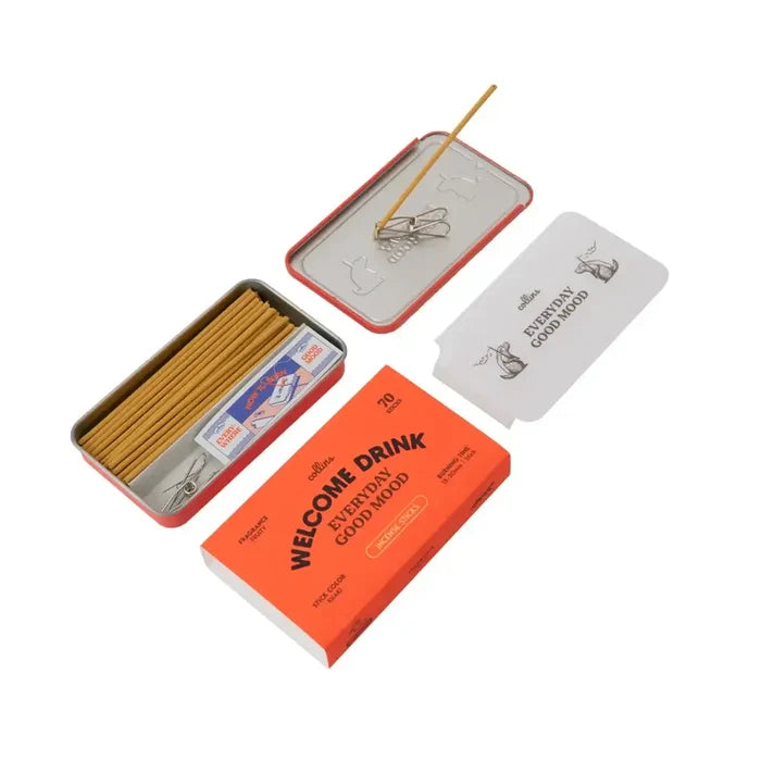 Collection of incense sticks and packaging on a white background