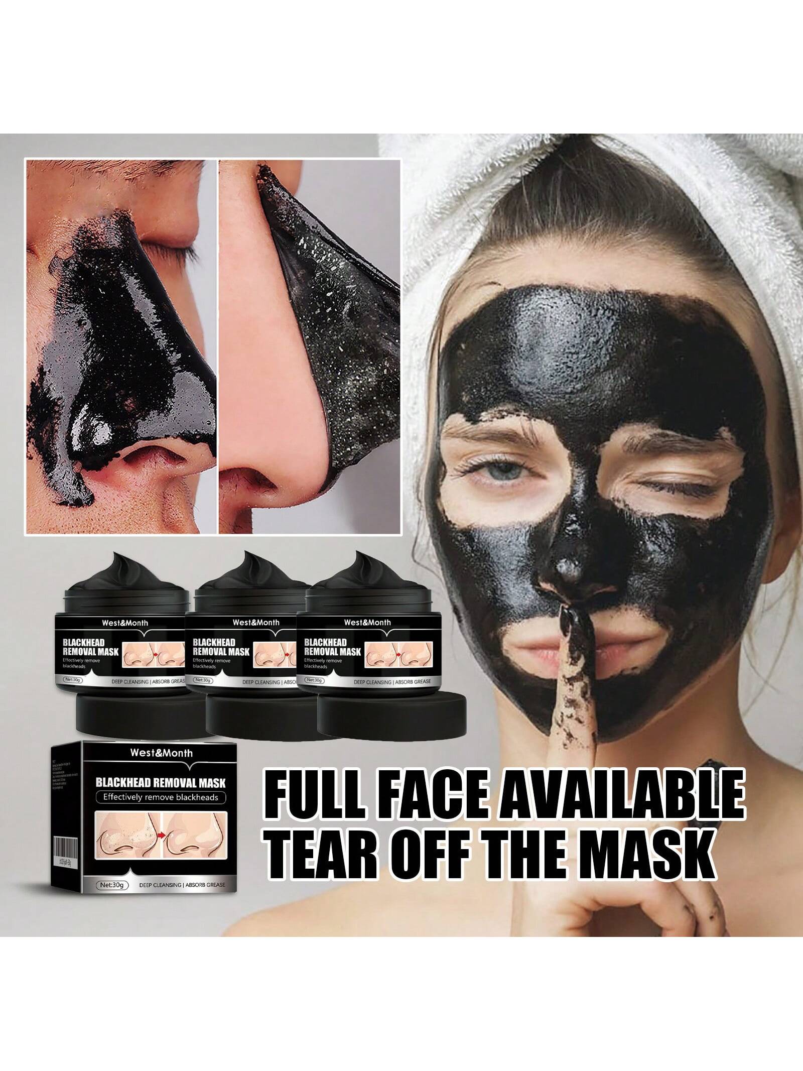 west month Cleaning Blackhead Removal Mask- Peel Off Tear Type Blackhead Removing Activated Carbon Cleaning, Dirts, Pores Facial Mask For Women And Men