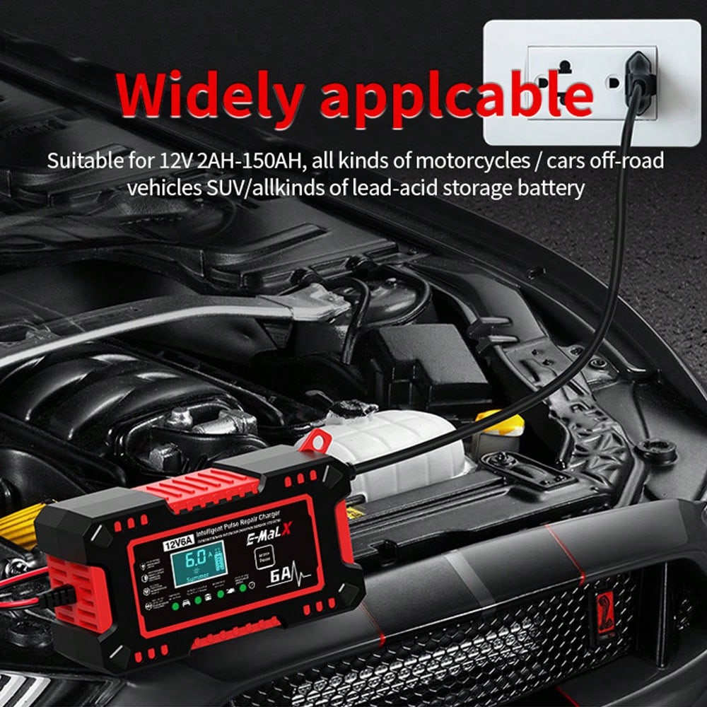Wet Dry Lead Acid Battery Moto Truck Battery Charger 220V Power Puls Repair Charger LED Display 12V 2A Car Battery Charger