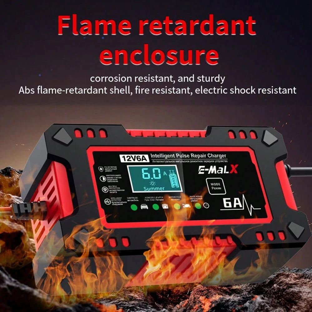 Wet Dry Lead Acid Battery Moto Truck Battery Charger 220V Power Puls Repair Charger LED Display 12V 2A Car Battery Charger