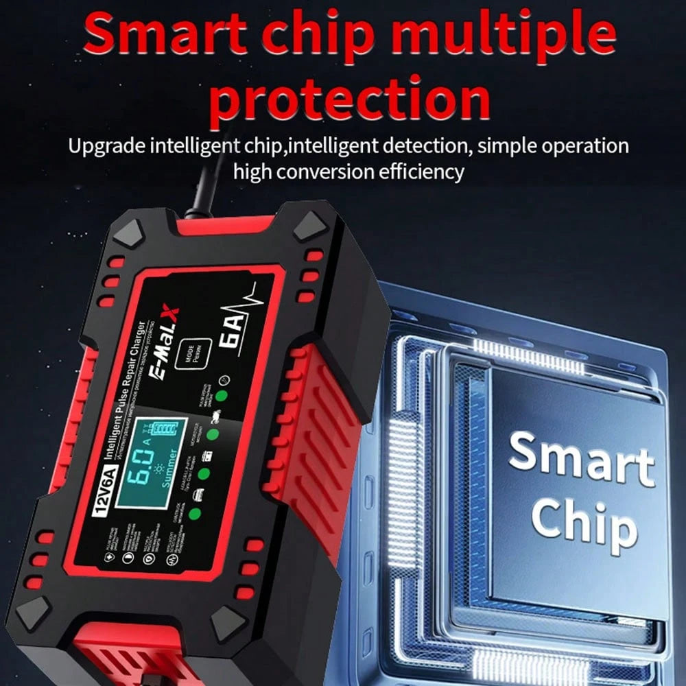 Wet Dry Lead Acid Battery Moto Truck Battery Charger 220V Power Puls Repair Charger LED Display 12V 2A Car Battery Charger