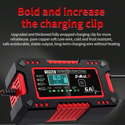 Wet Dry Lead Acid Battery Moto Truck Battery Charger 220V Power Puls Repair Charger LED Display 12V 2A Car Battery Charger