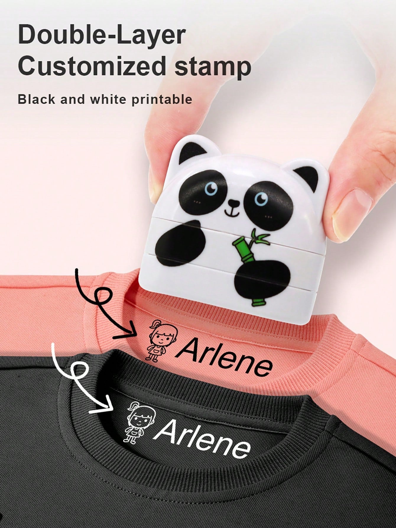 White + Black Ink Personalized Name Stamp No More Losing Track Of Stuff- One Stamp To Label Everything These Stamps Work On Everything! From Clothes To Lunchboxes To Water A Ground-Breaking Solution