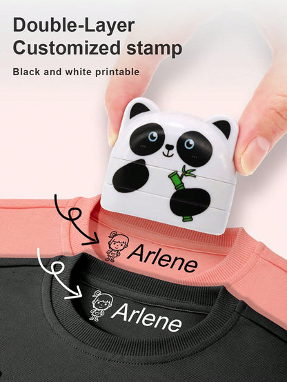 White + Black Ink Personalized Name Stamp No More Losing Track Of Stuff- One Stamp To Label Everything These Stamps Work On Everything! From Clothes To Lunchboxes To Water A Ground-Breaking Solution