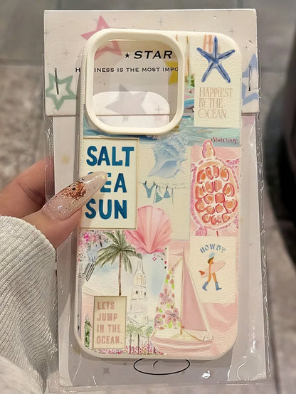 White Blue Ocean Elements Fashion Phone Case 1pc White Textured Matte Blue Jellyfish Pattern Phone Case Compatible With IPhone 16 Pro Max 17/16/15/14 Plus 13/12/11 Air Series Spring Holiday Gift Birth