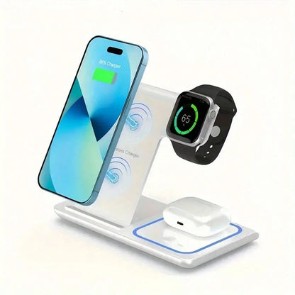 Wireless Charging Station 3-In-1 15W Fast Charging Charger Cradle For 16 15 14 13 12 11 X 8 Pro Max/Pro/Mini/Plus For Watch Ultra10/ 9/8 7/6/5/4/3/2 SE For Pods 3/2/Pro Gifts For Mother, Family, Frien