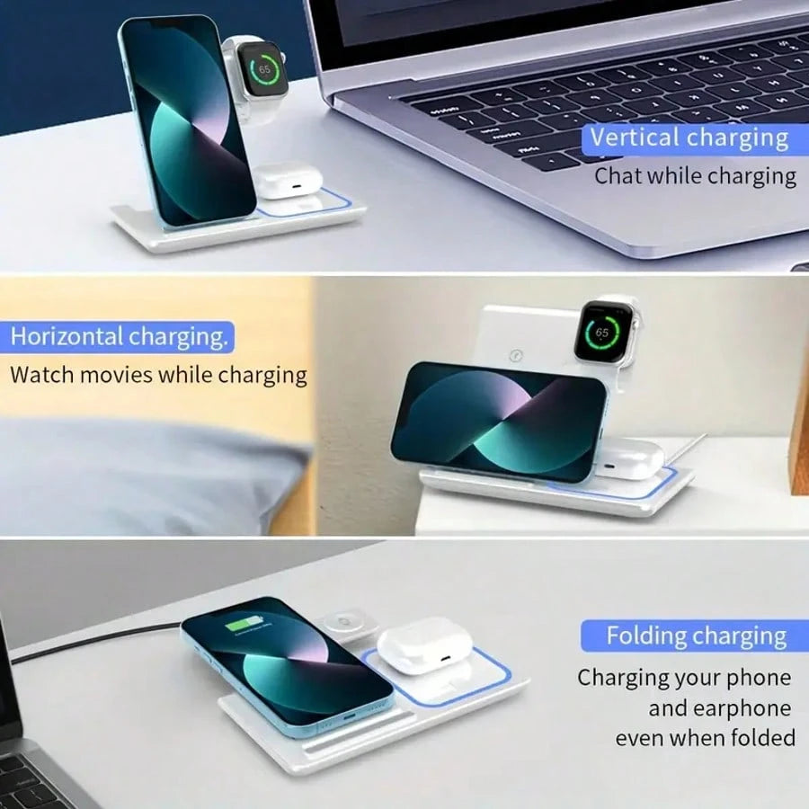 Wireless Charging Station 3-In-1 15W Fast Charging Charger Cradle For 16 15 14 13 12 11 X 8 Pro Max/Pro/Mini/Plus For Watch Ultra10/ 9/8 7/6/5/4/3/2 SE For Pods 3/2/Pro Gifts For Mother, Family, Frien