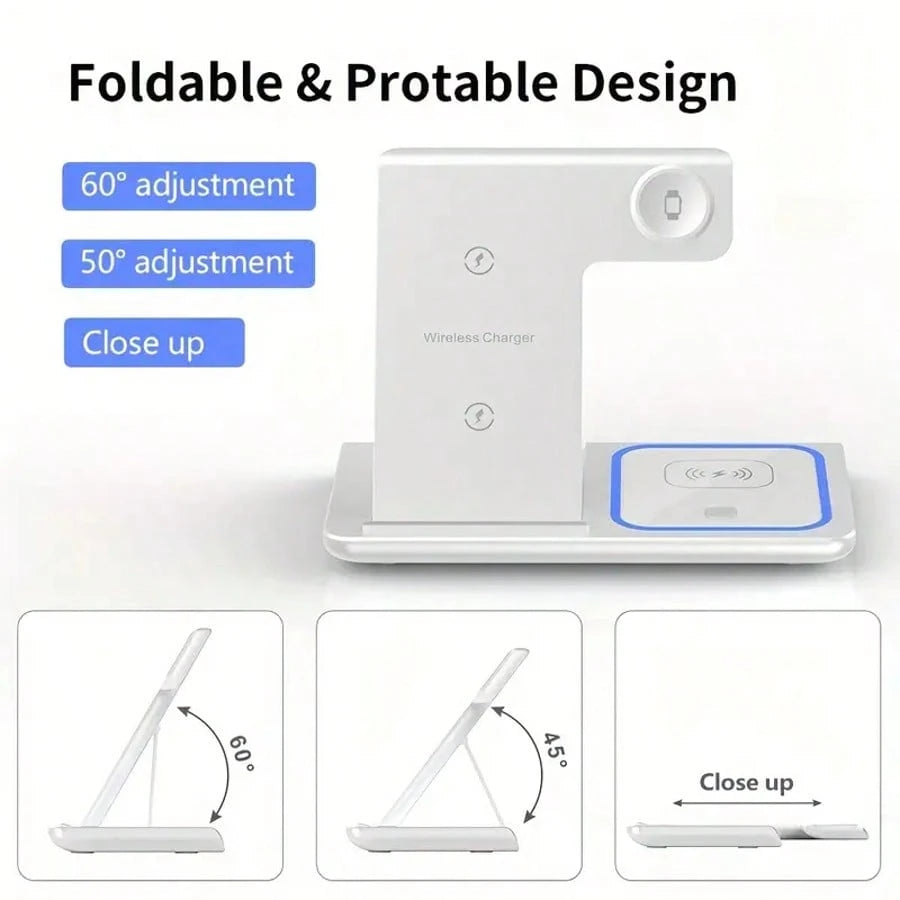 Wireless Charging Station 3-In-1 15W Fast Charging Charger Cradle For 16 15 14 13 12 11 X 8 Pro Max/Pro/Mini/Plus For Watch Ultra10/ 9/8 7/6/5/4/3/2 SE For Pods 3/2/Pro Gifts For Mother, Family, Frien
